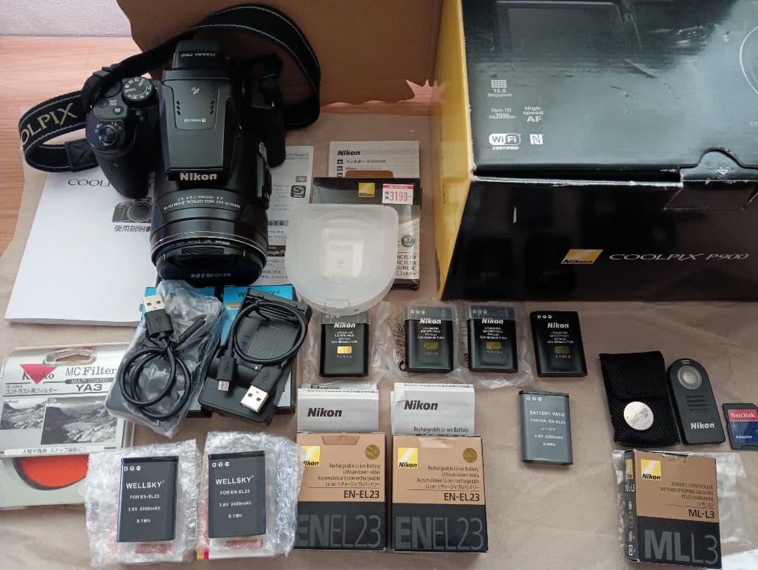 Nikon COOLPIX P900 デジタルカメラ★リモコン元箱バッテリー7個
