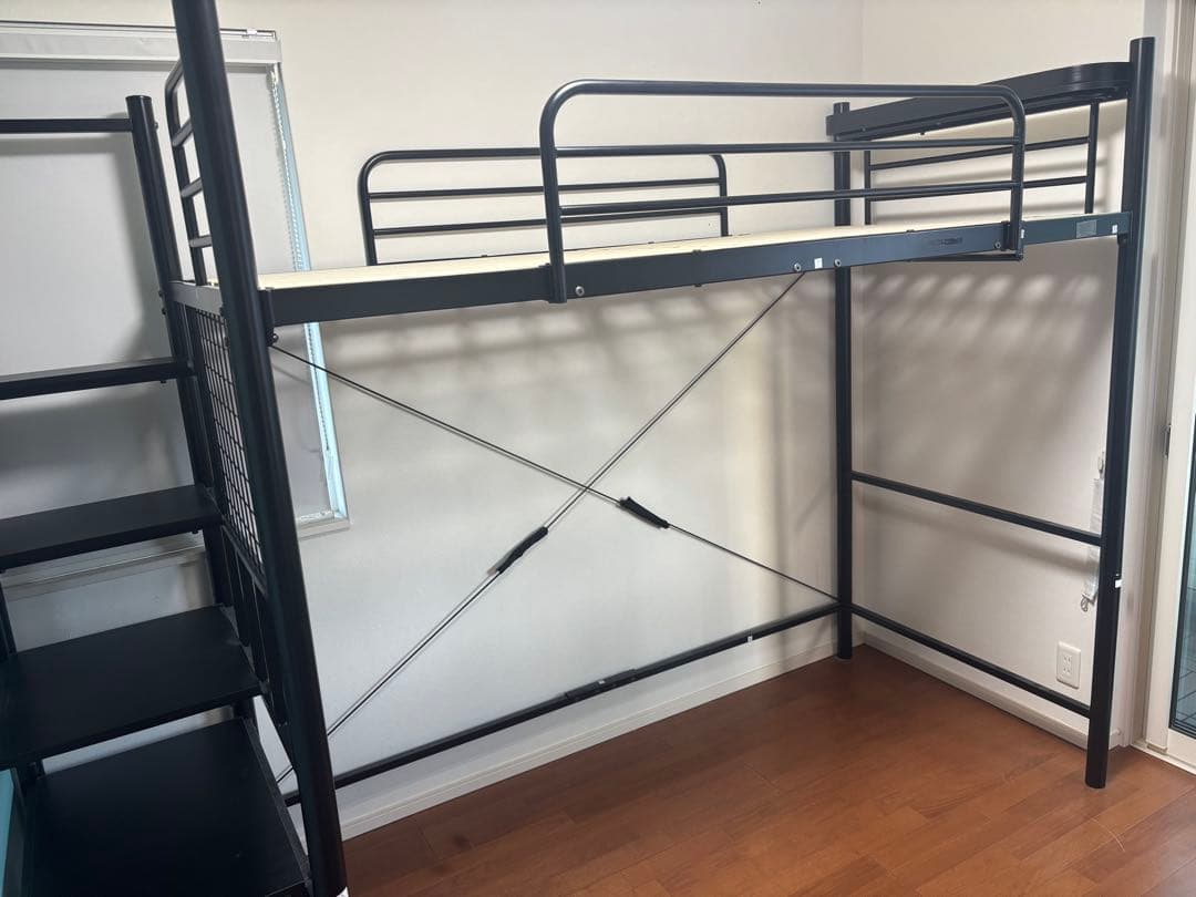 ニトリ　LB02 W43BK ブラック　階段付きロフトベッド