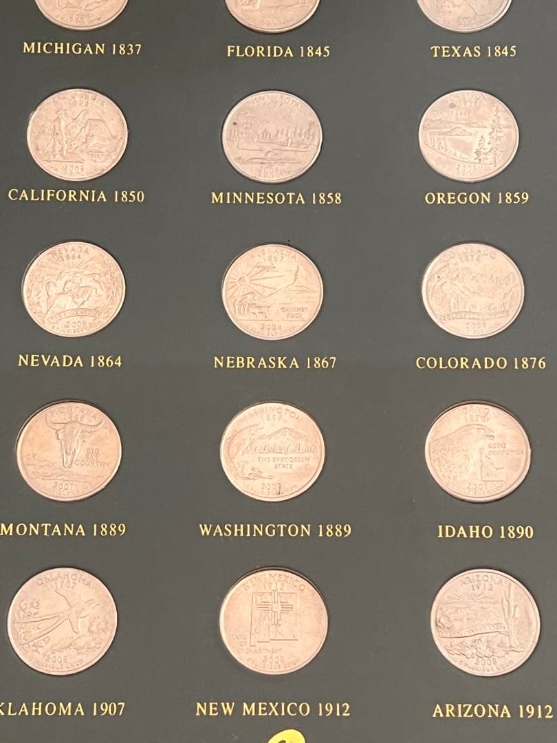 アメリカ50州25セント　額装込み＊良い評価が5以上の方のみご購入ください