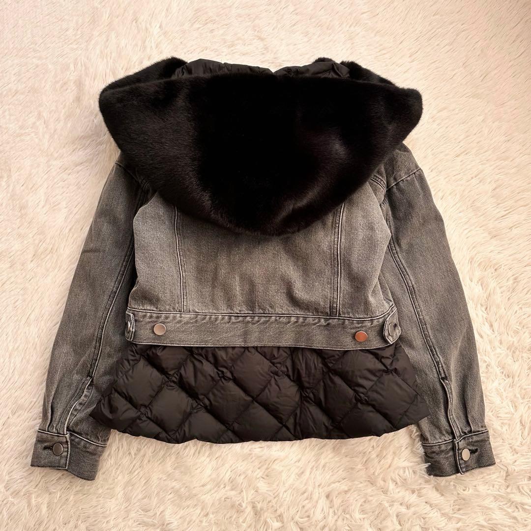 美品 グレースコンチネンタル ダイアグラム エコファーコンビ デニムジャケット