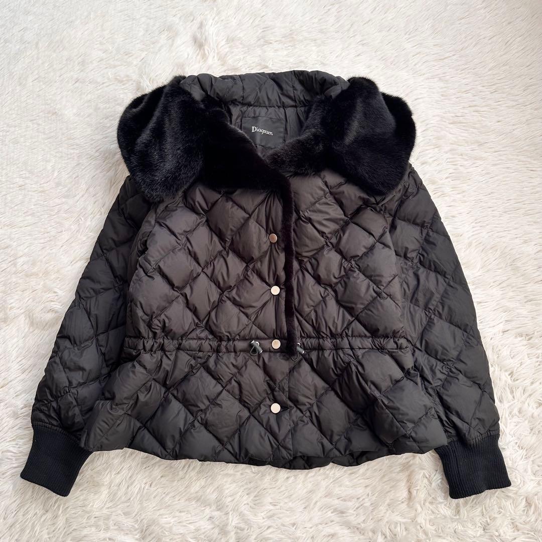 美品 グレースコンチネンタル ダイアグラム エコファーコンビ デニムジャケット