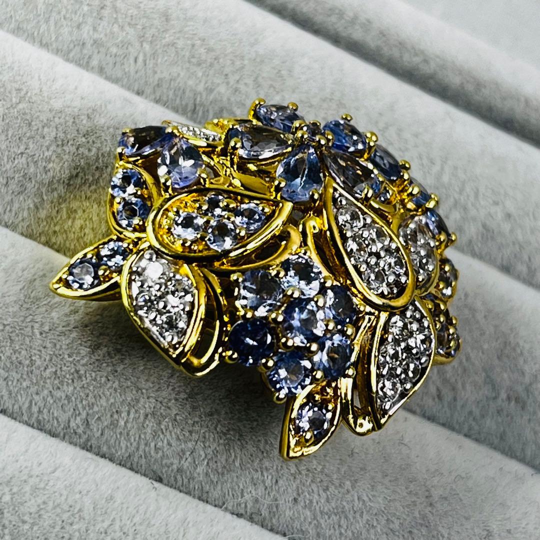 【美品】gstv ジュエリー　タンザナイト ホワイトジルコン リング　14号