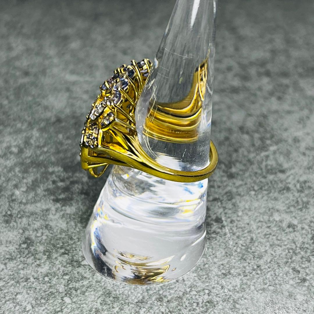 【美品】gstv ジュエリー　タンザナイト ホワイトジルコン リング　14号