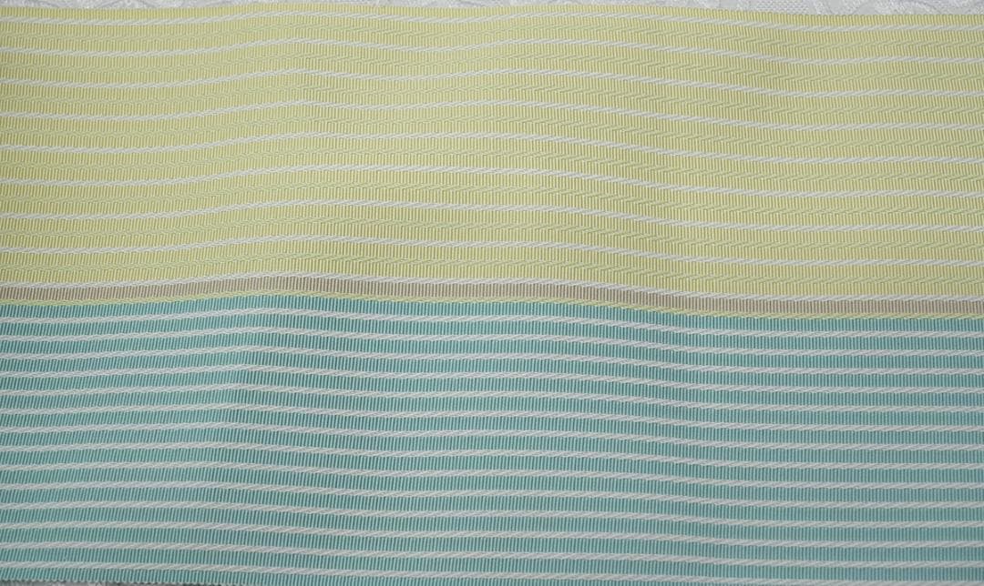 新品 博多帯 麻絹 単衣半幅帯 西村織物 ミントイエロー帯端かがり加工代込