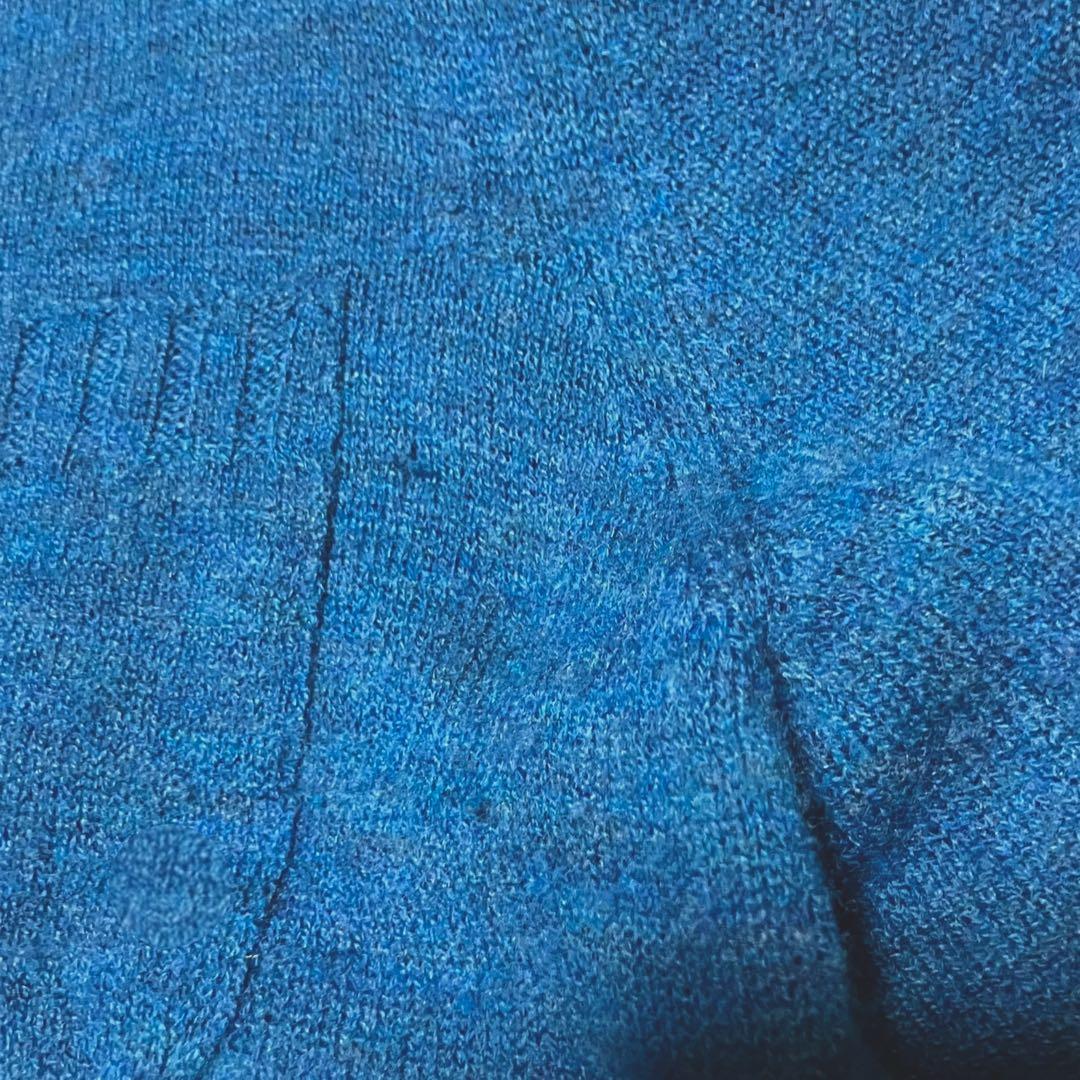 45R フロート縮絨　タートルネック　ニット L 3 ブルー R刺繍 45rpm