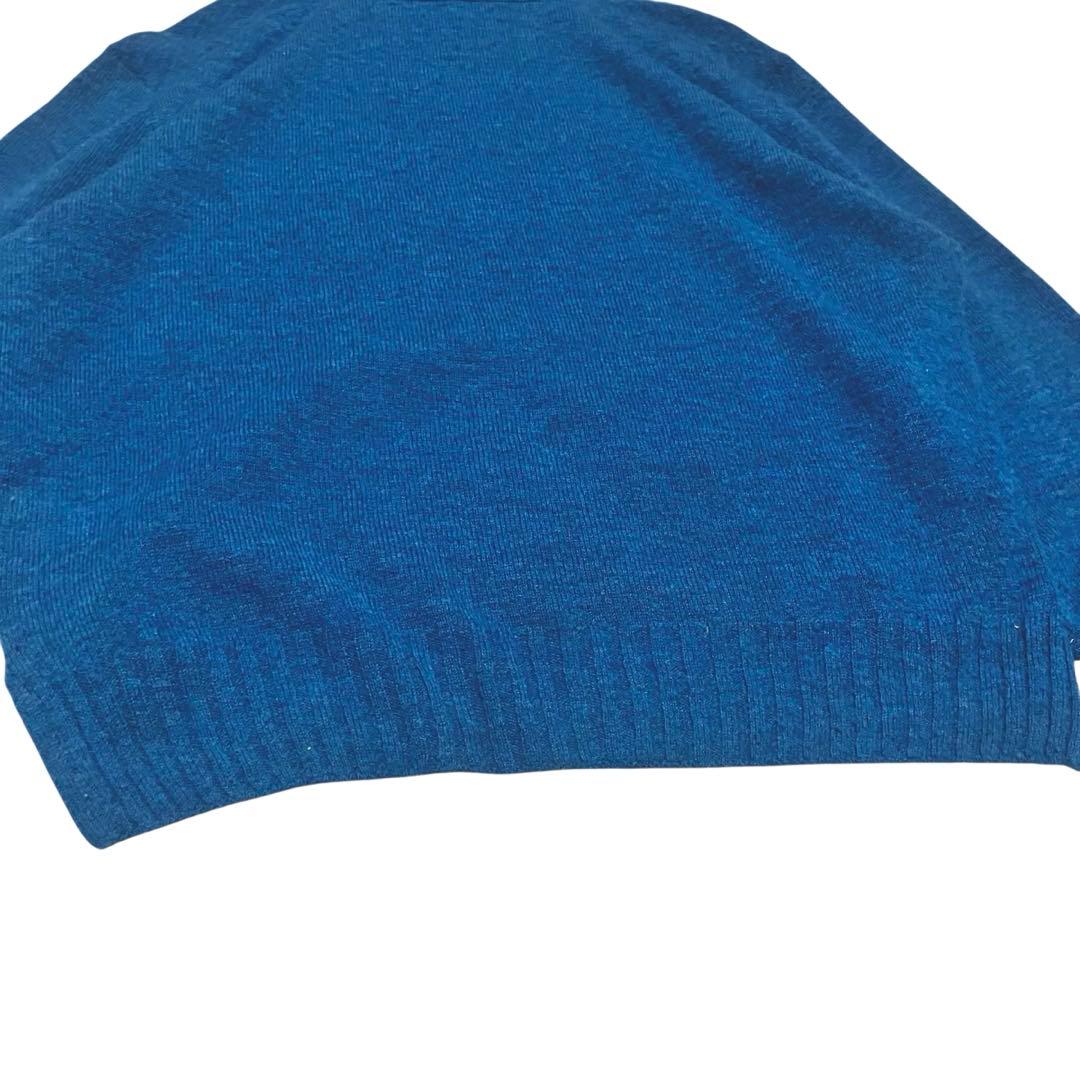 45R フロート縮絨　タートルネック　ニット L 3 ブルー R刺繍 45rpm