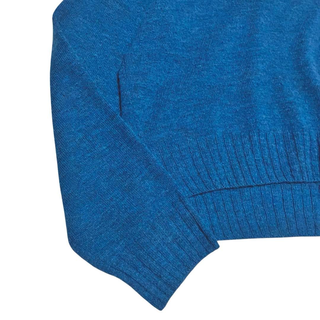 45R フロート縮絨　タートルネック　ニット L 3 ブルー R刺繍 45rpm
