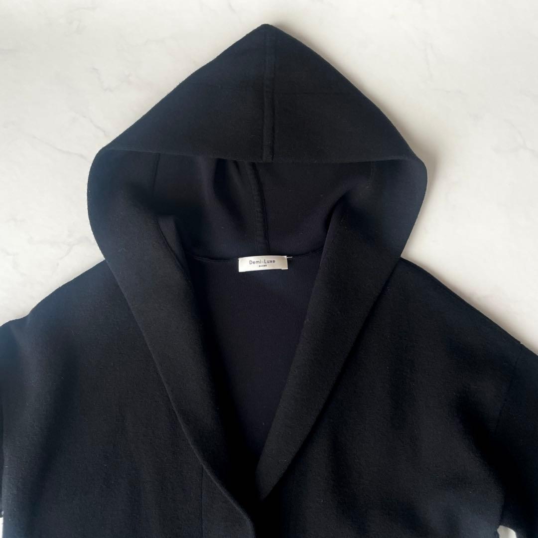 美品 Demi-Luxe BEAMS フーデッドコート ショートコート ブラック
