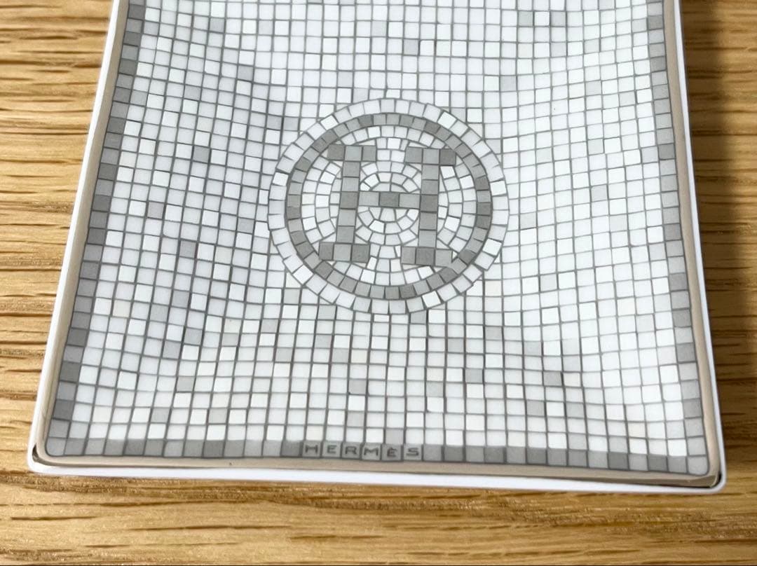 プラチナ カレ No1 トレイ プレート 皿 HERMES エルメス モザイク