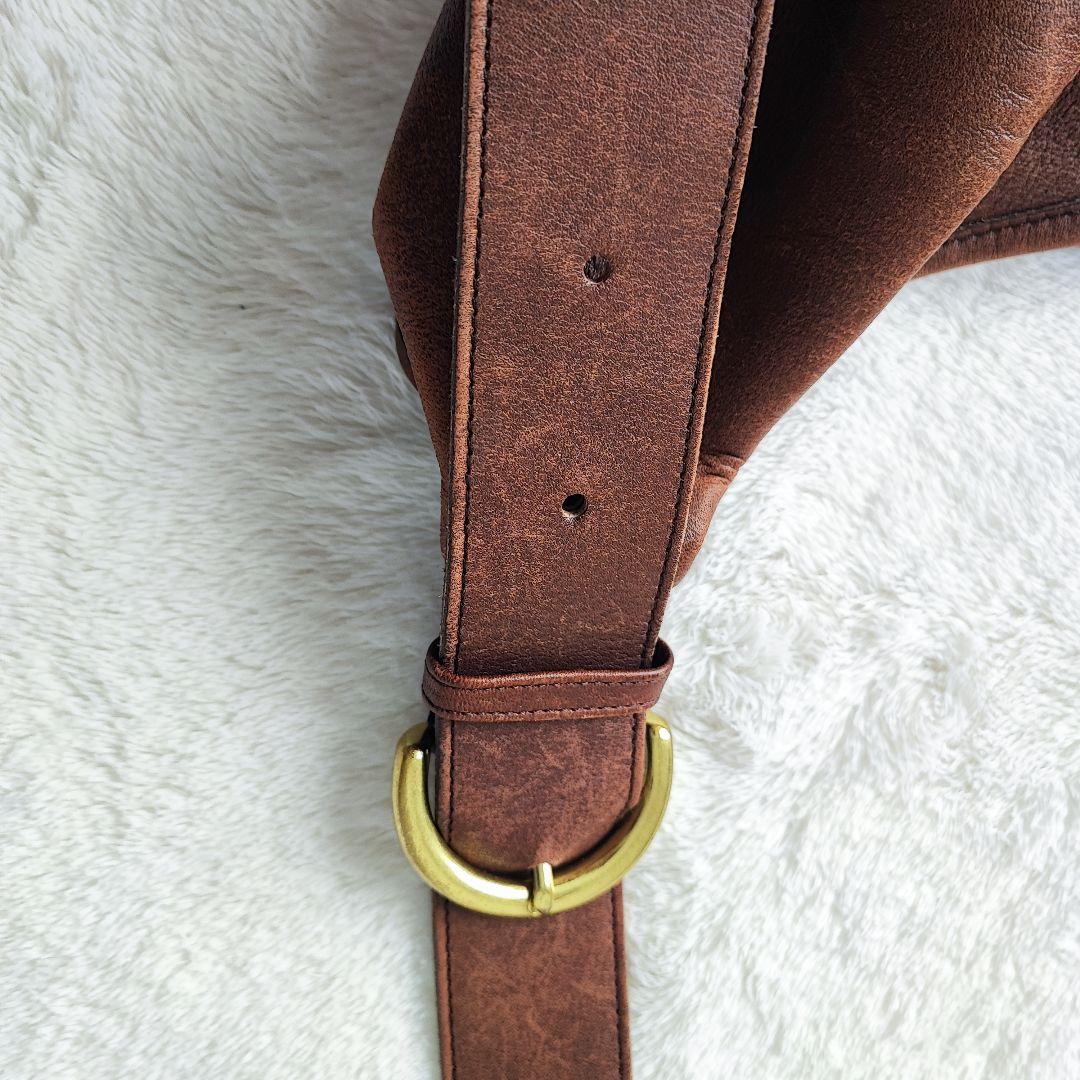 USA製OLD COACHハーフムーンワンショルダーバッグブラウン本革メンズ可