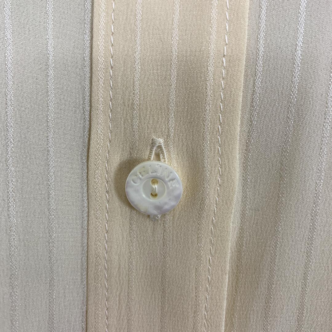 LA9584 セリーヌ 長袖ブラウス イエロー 黄色 シルク100％ 40