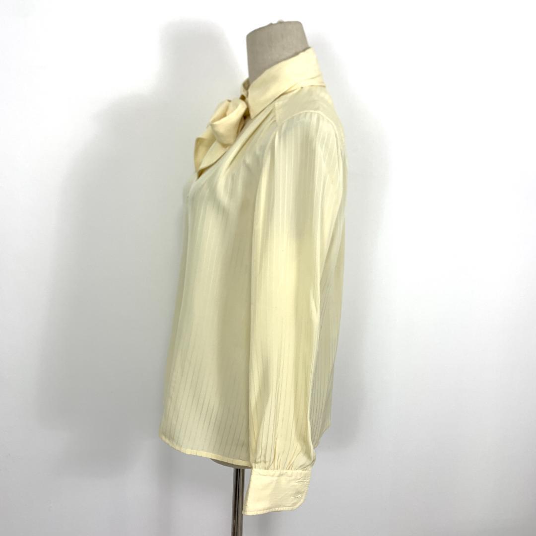 LA9584 セリーヌ 長袖ブラウス イエロー 黄色 シルク100％ 40