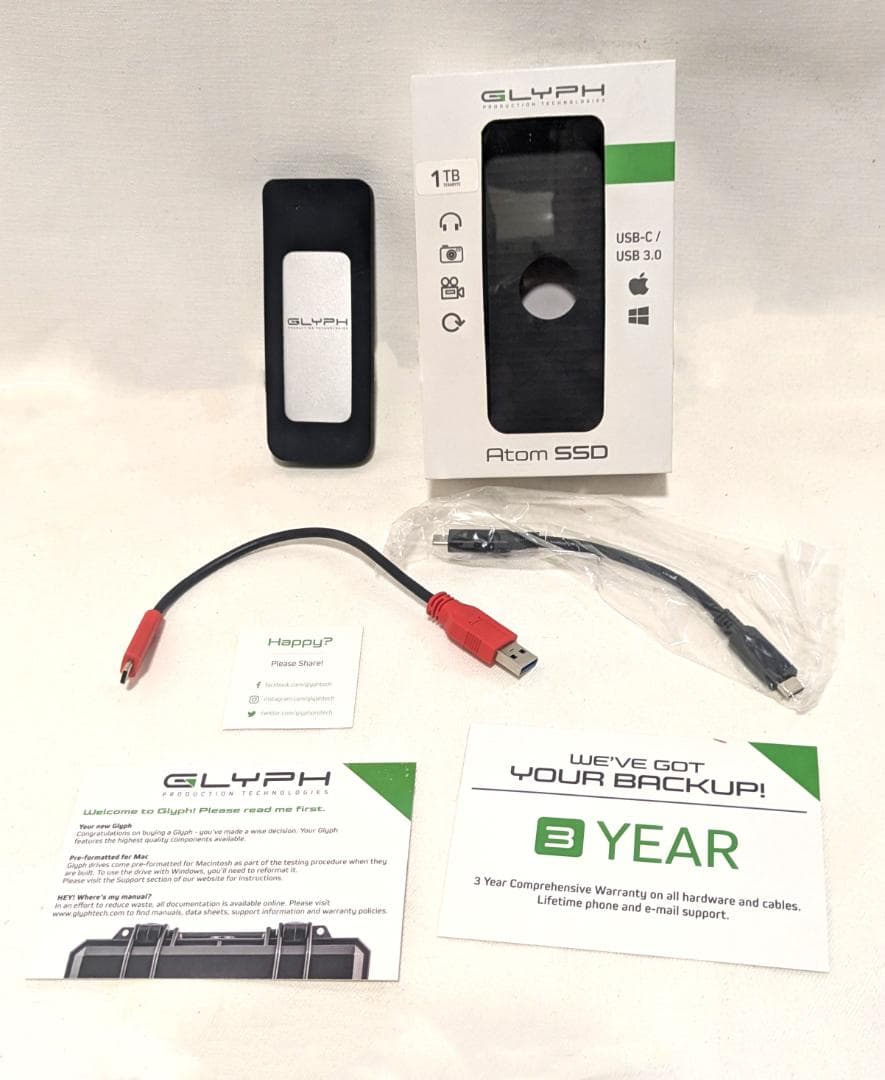 高音質 SSD / GLYPH Atom SSD + unibrain ケーブル