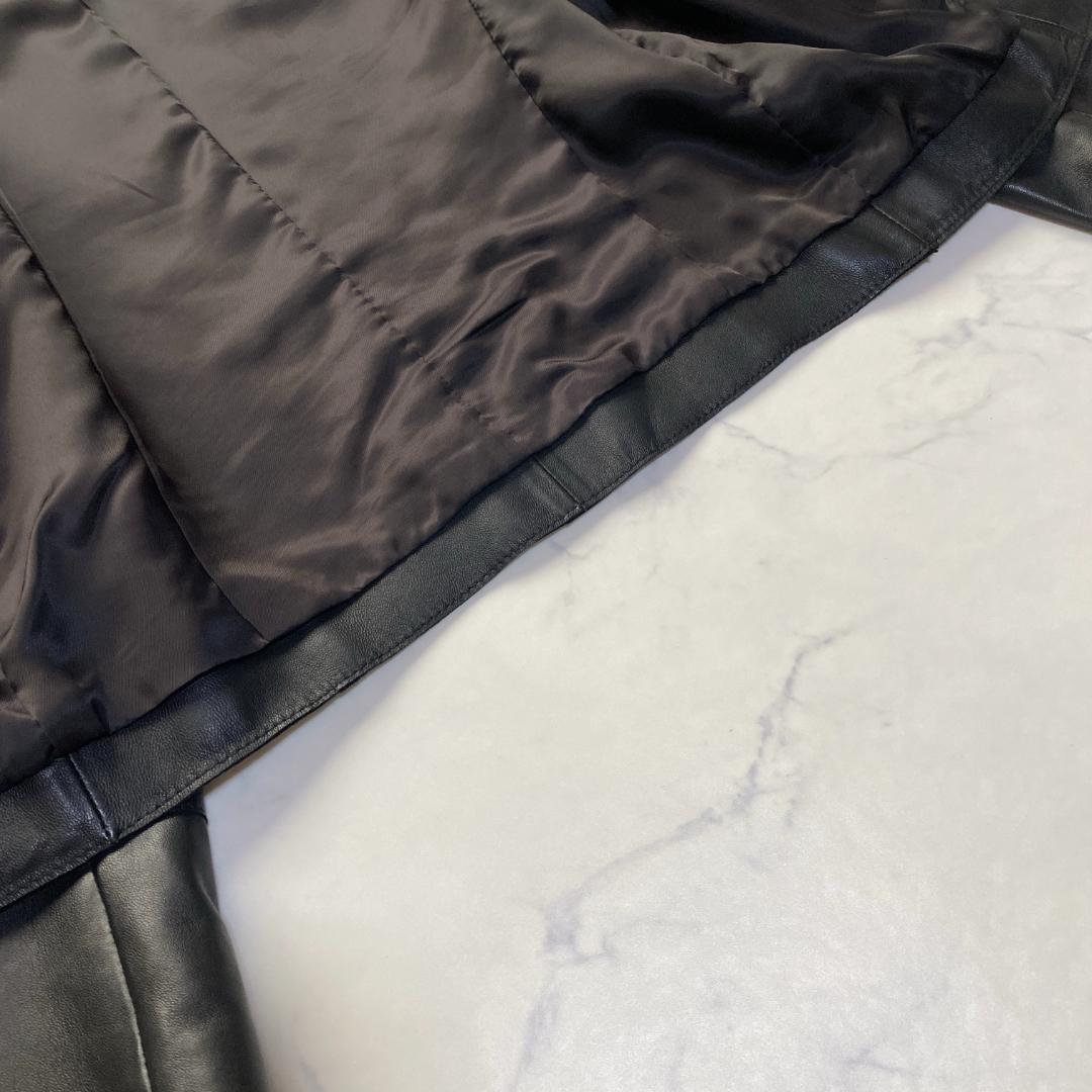 23区 シープレザージャケット ノーカラー 黒 38