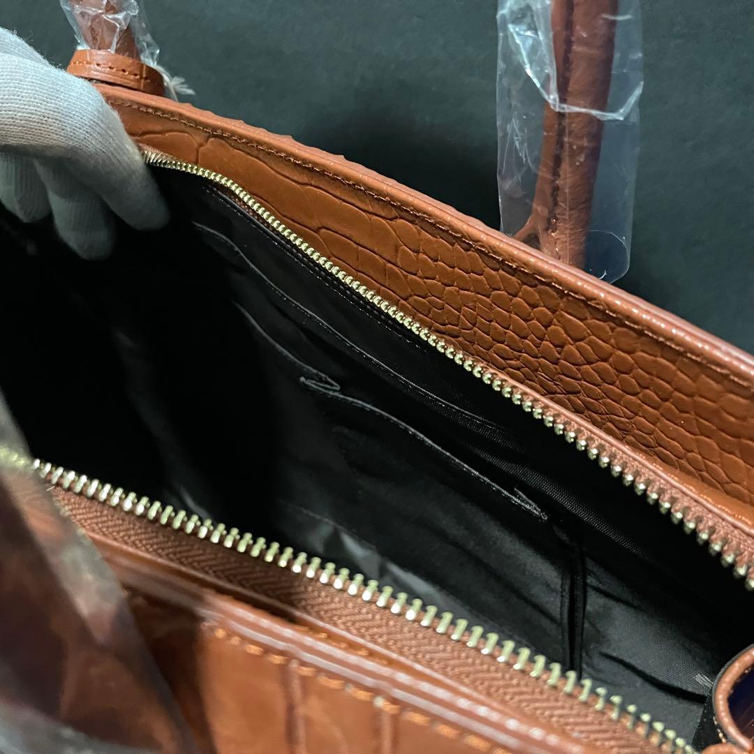 【新品・未使用】ロダニア クロコ革 2way ハンドバッグ ポーチ付 エレガント