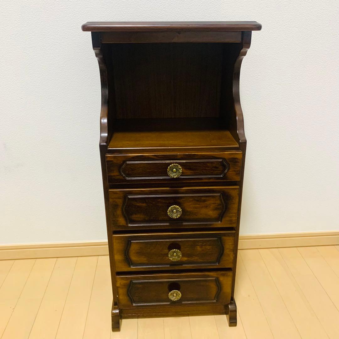 【美品】カリモク コロニアル 電話台 小引き出し4段　飾り台　花台　ヴィンテージ