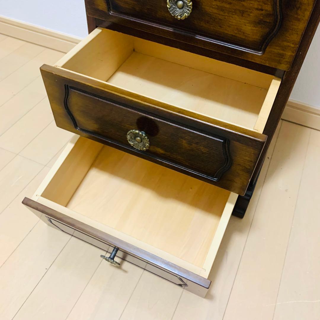 【美品】カリモク コロニアル 電話台 小引き出し4段　飾り台　花台　ヴィンテージ