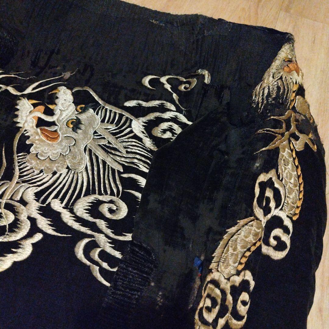 50s　スカジャン　黒　別珍　龍　鷹　ジャパンマップ　古着　ビンテージ