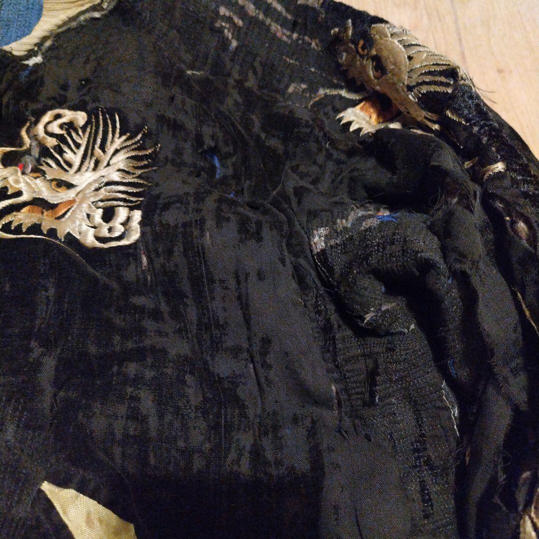 50s　スカジャン　黒　別珍　龍　鷹　ジャパンマップ　古着　ビンテージ