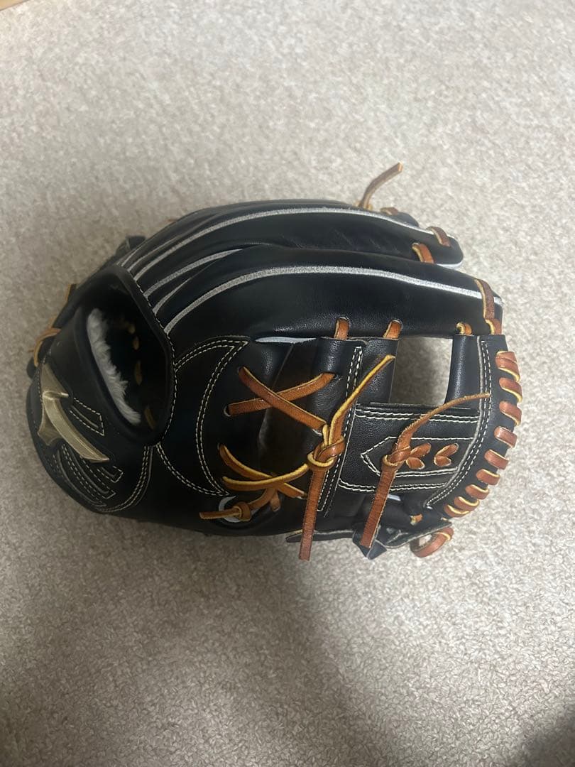【バラ売不可】軟式グローブ 黒と金 レザー製