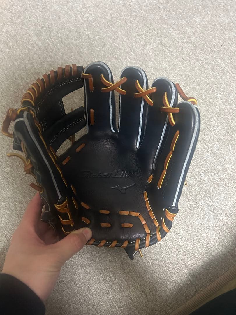 【バラ売不可】軟式グローブ 黒と金 レザー製