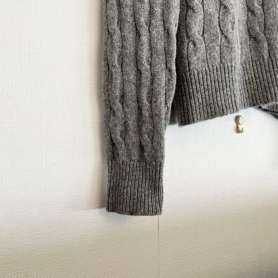 【優しいグレー★カシミヤ混★未使用級】ラルフローレンケーブルニット★クルーネック