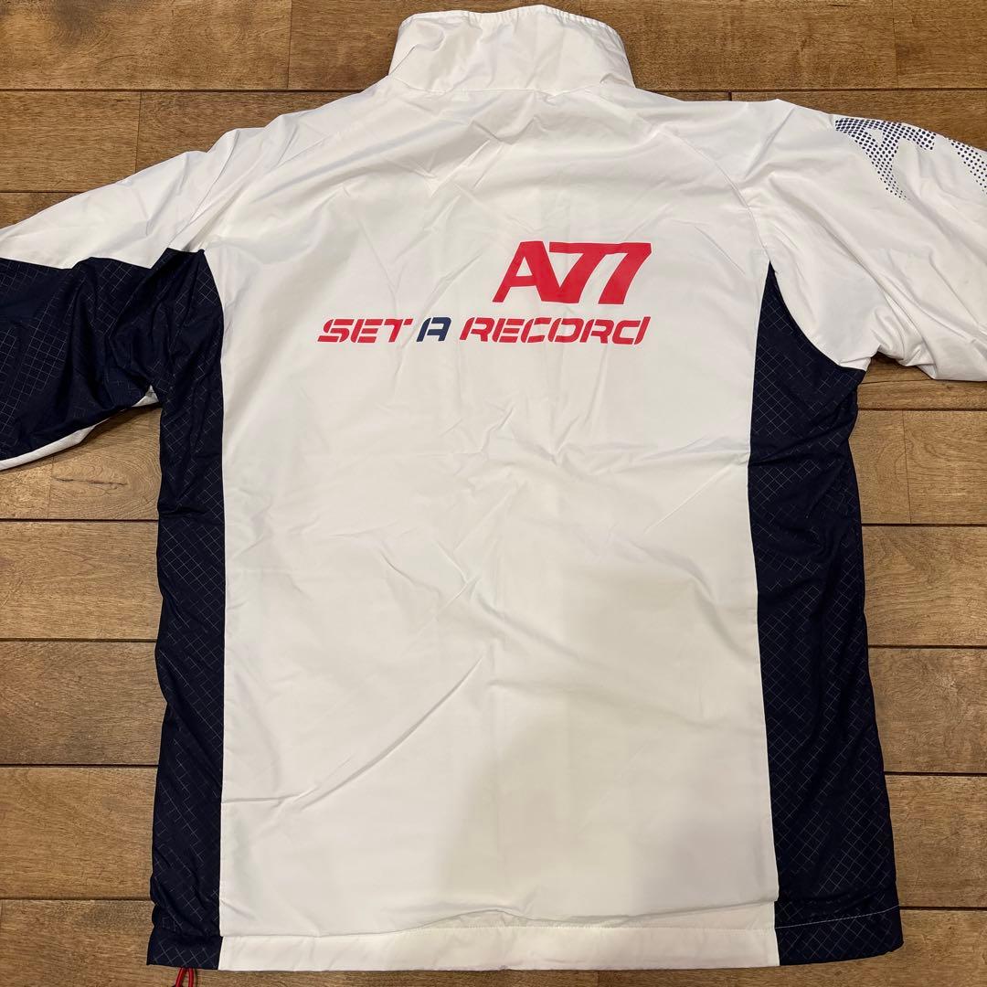 【美品】アシックス A77 ピステ上下 ウィンドブレーカー 中綿 裏起毛 L