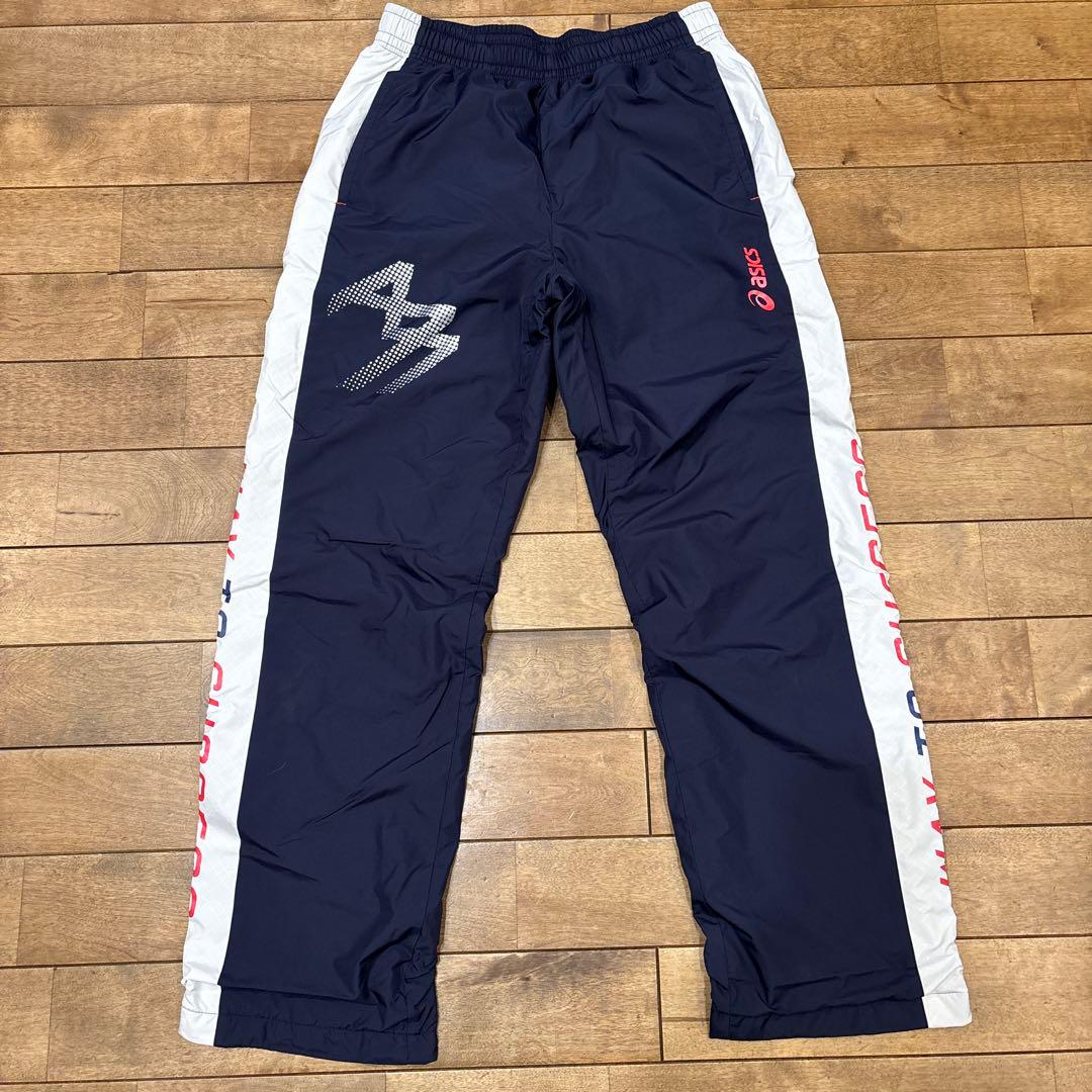 【美品】アシックス A77 ピステ上下 ウィンドブレーカー 中綿 裏起毛 L