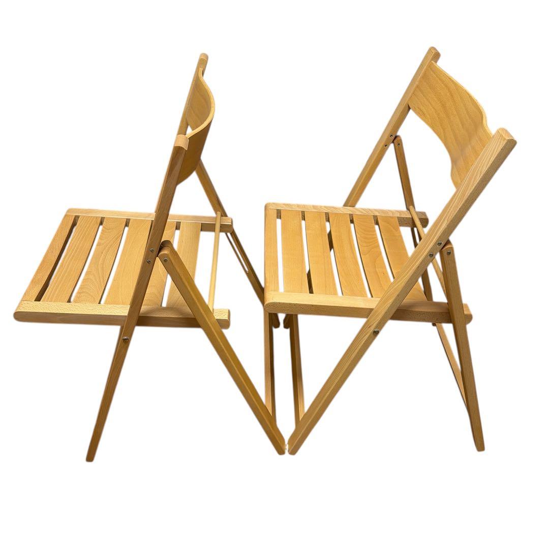 【希少・廃番品】無印良品 木製 折りたたみ椅子 ブナ材 2脚セット