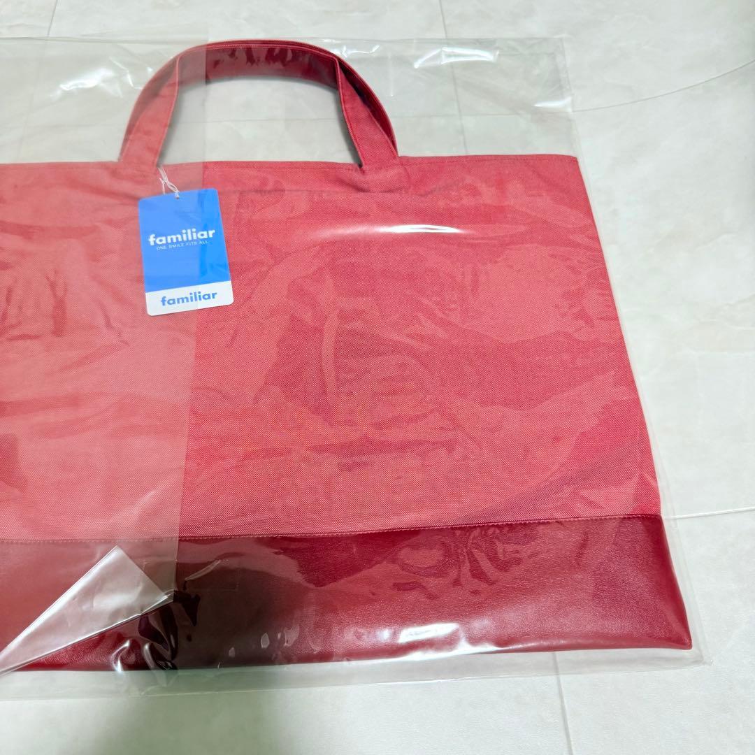 ファミリア デニムバッグ レッド 手刺繍 気になるあの子 手さげカバン