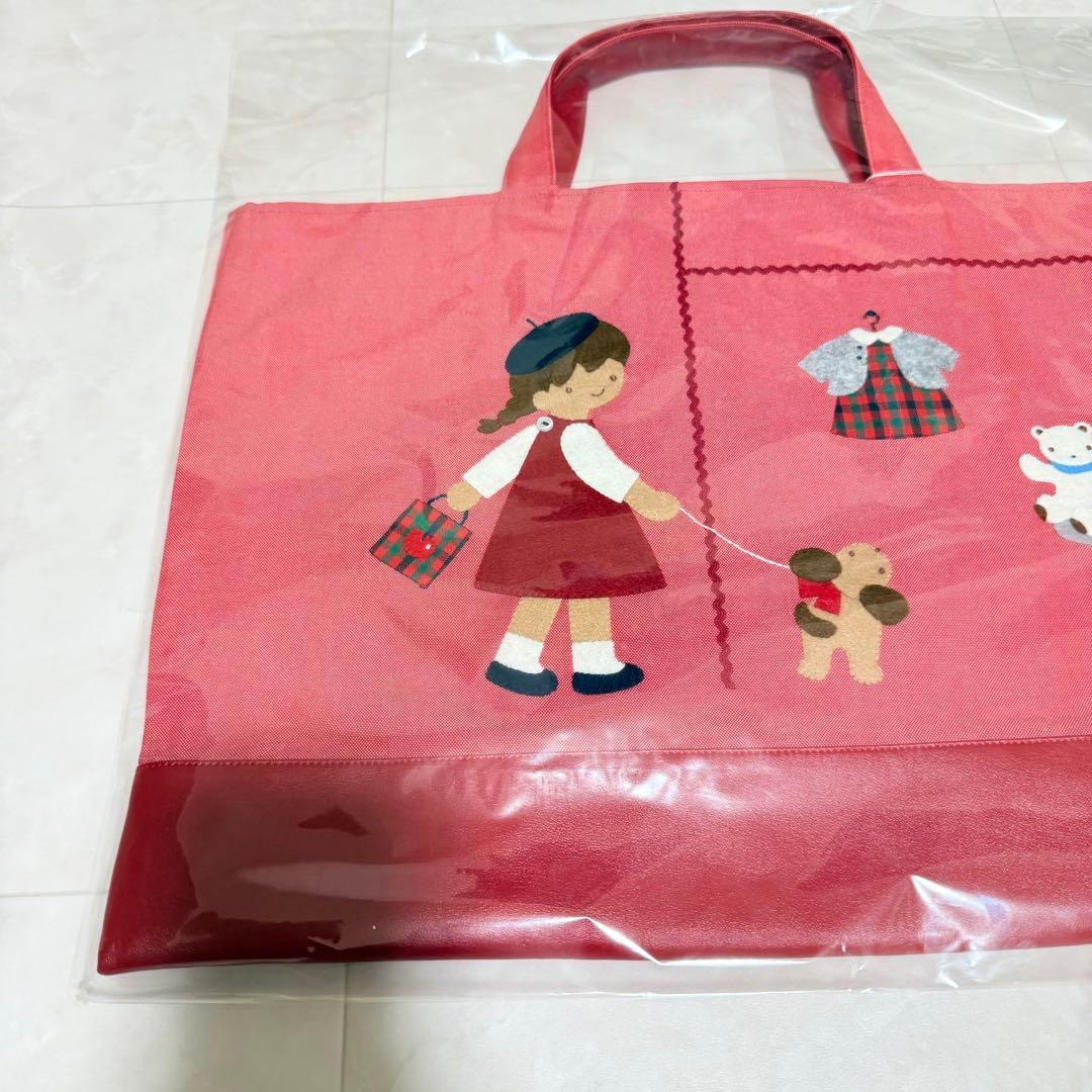 ファミリア デニムバッグ レッド 手刺繍 気になるあの子 手さげカバン