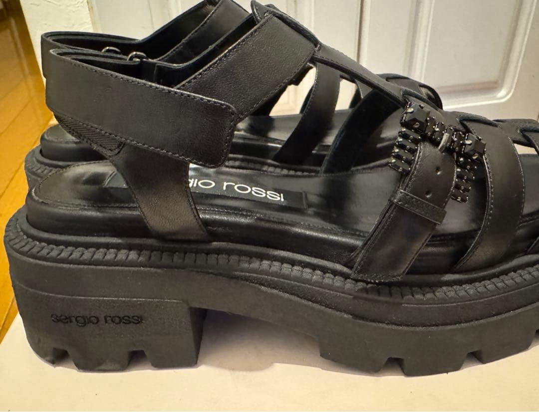 セルジオロッシ　SR 2024SS グルカ サンダル オールブラック　38