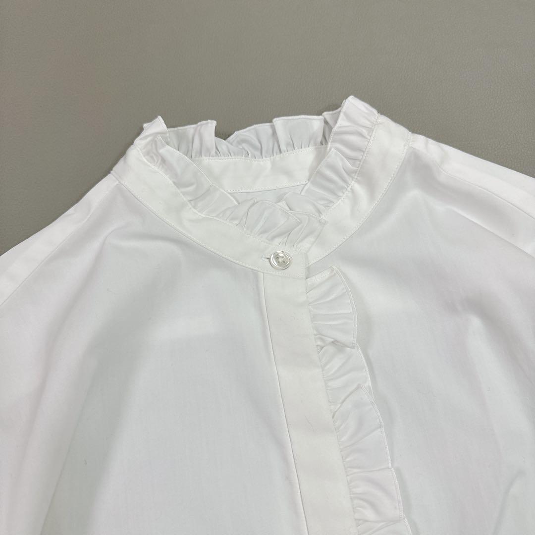 ユナイテッドアローズ フリル スタンドカラー シャツ ホワイト 38 超美品