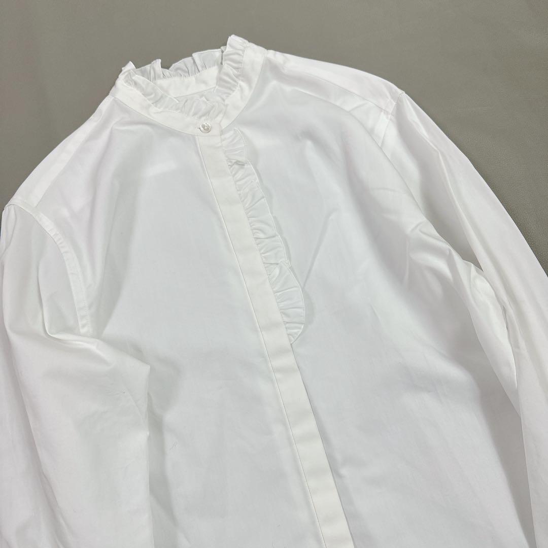ユナイテッドアローズ フリル スタンドカラー シャツ ホワイト 38 超美品