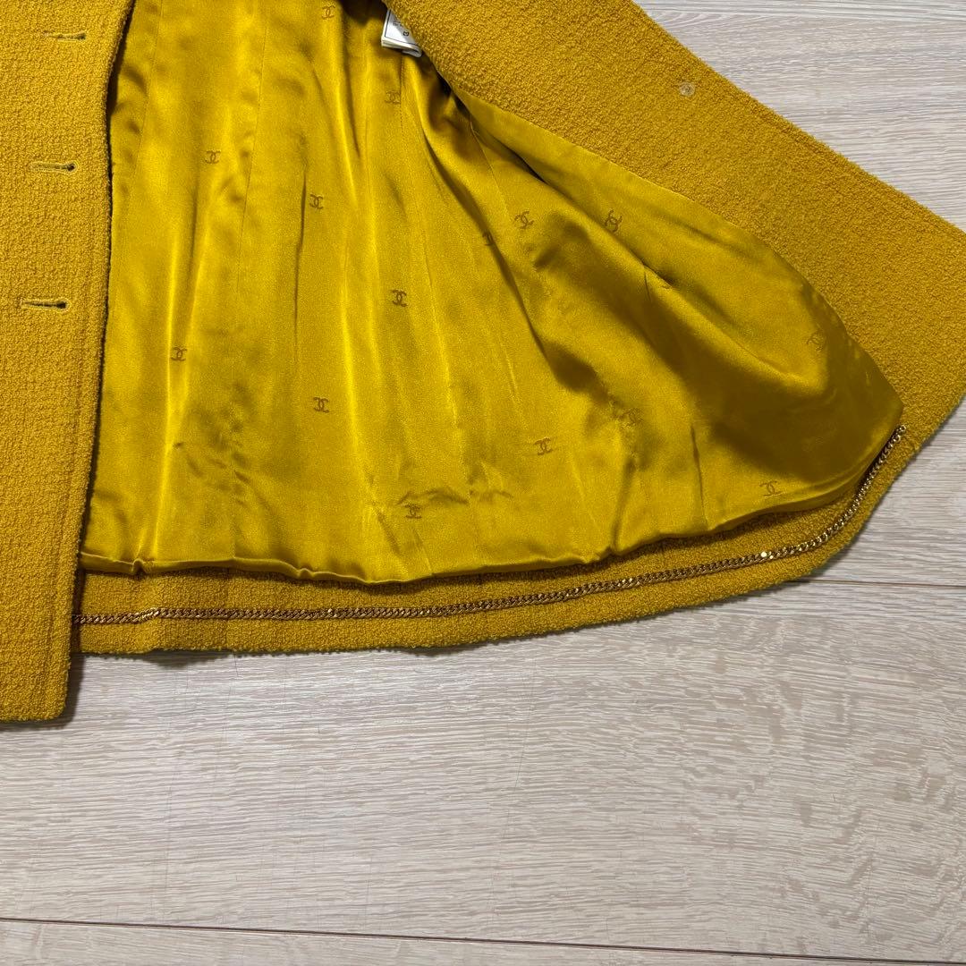 CHANEL ココマーク　ツイードワンピースコート　からし色