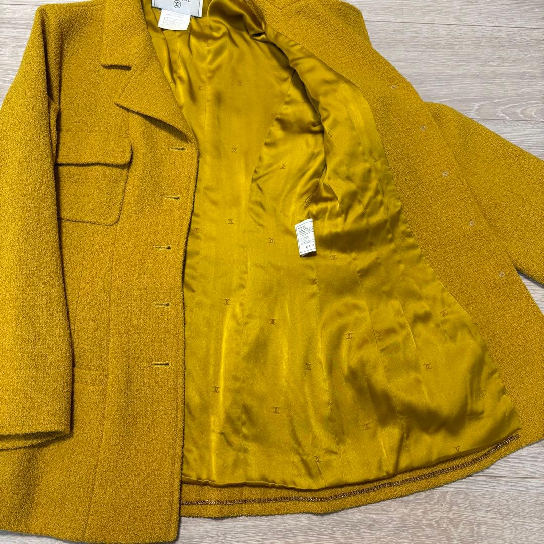 CHANEL ココマーク　ツイードワンピースコート　からし色