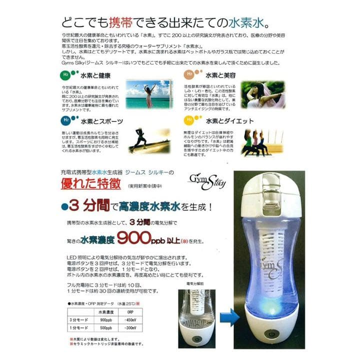 水素水生成器 Gyms Silky ジームス シルキー 江田水素杯