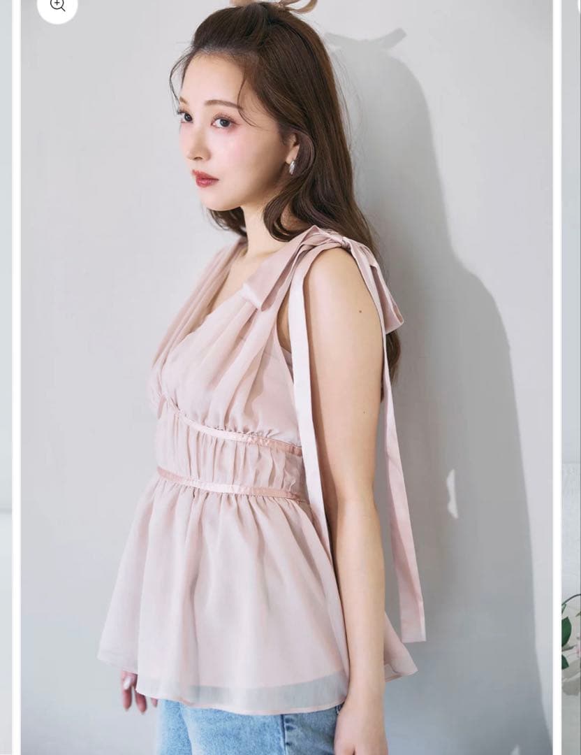 ショルダーリボンシフォンブラウス