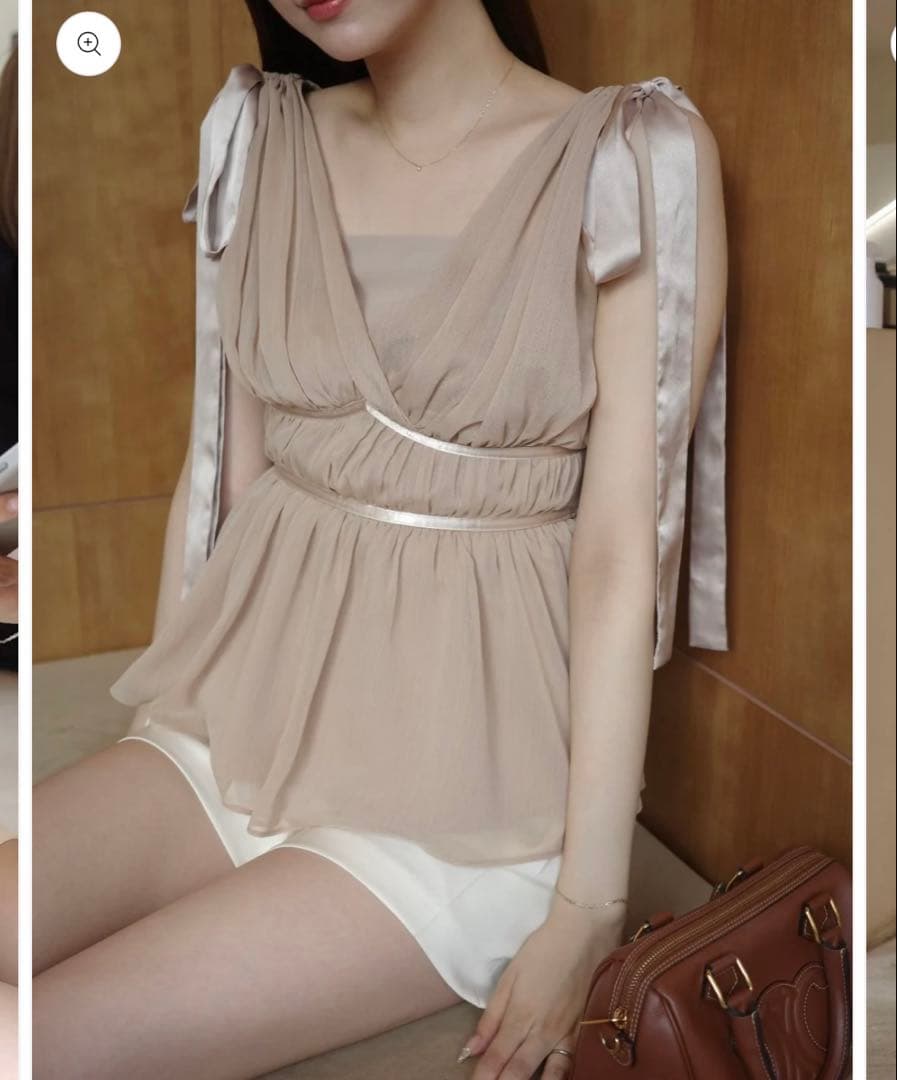 ショルダーリボンシフォンブラウス