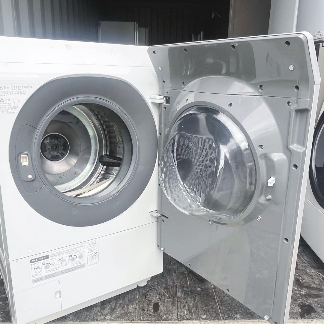 352取付無料！SHARP熱乾燥搭載 おしゃれミラーデザイン ドラム式洗濯機