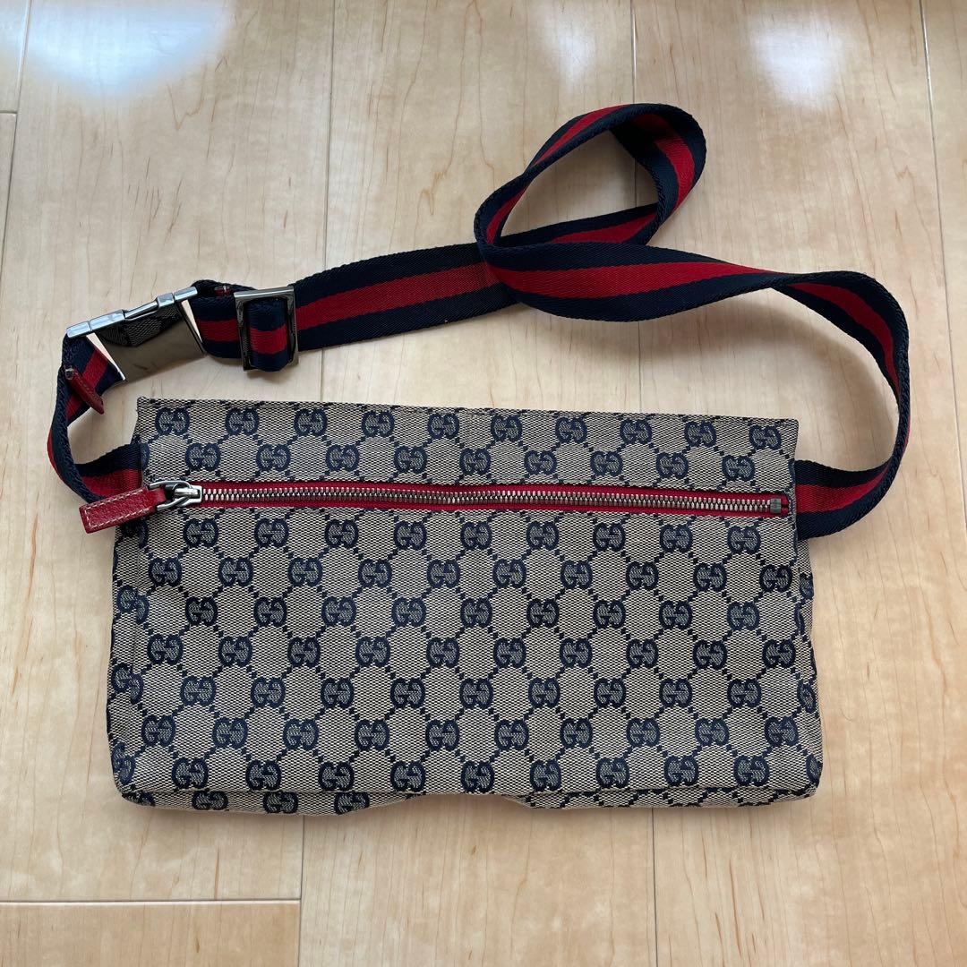 GUCCI グッチ GGキャンバス シェリーライン ウエストバッグ