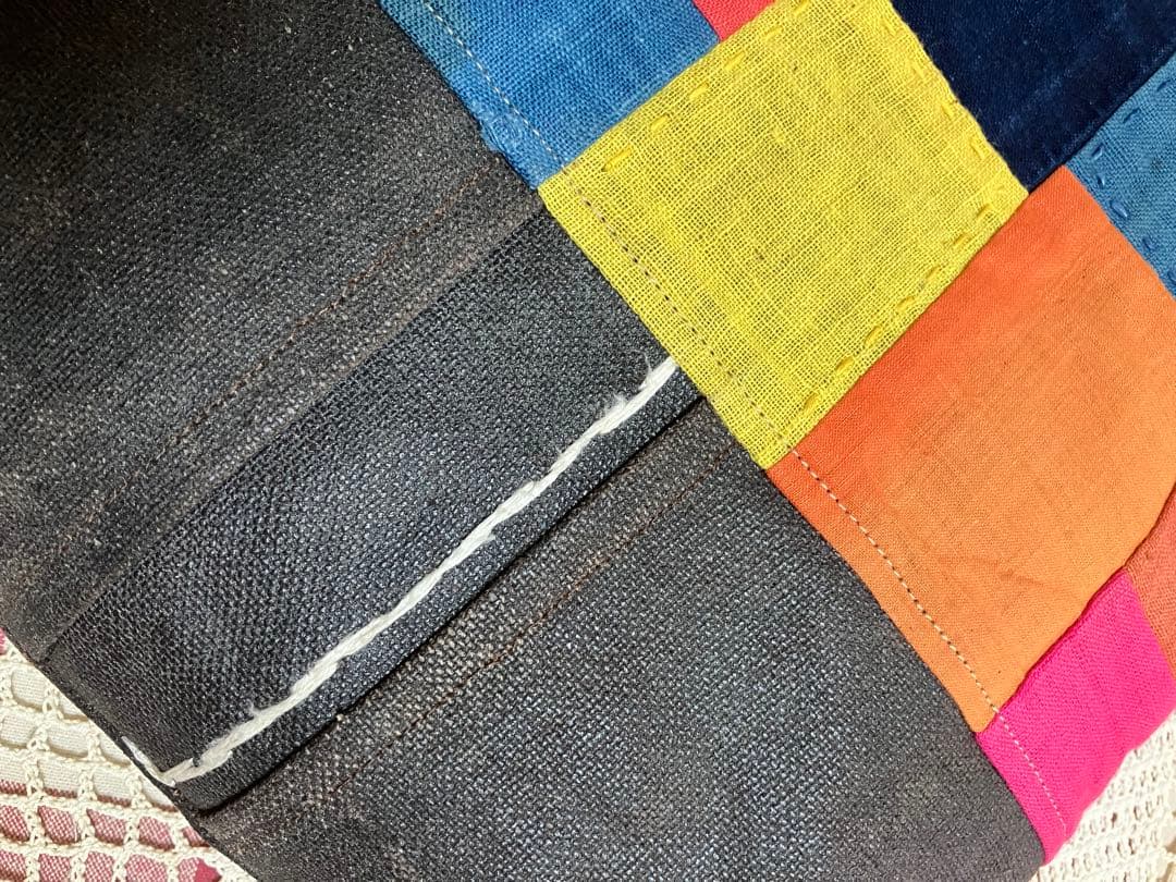 紅花染め茜染め草木染め藍染柿渋染め酒袋刺し子古布2wayショルダー手提げバック