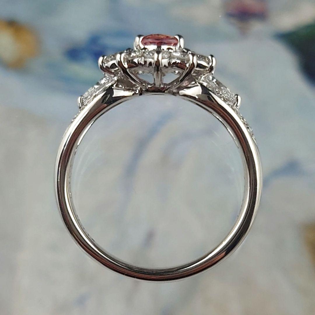 Pt パパラチアサファイア　ダイヤモンドリング　プラチナ　ダイヤ　鑑別所付き