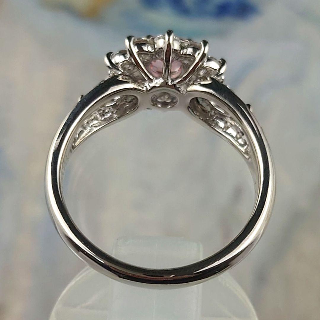 Pt パパラチアサファイア　ダイヤモンドリング　プラチナ　ダイヤ　鑑別所付き