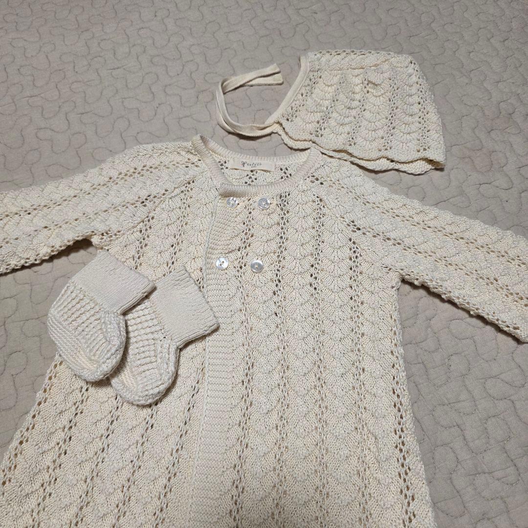 コフク cofuku ベビードレス 帽子 靴下付き