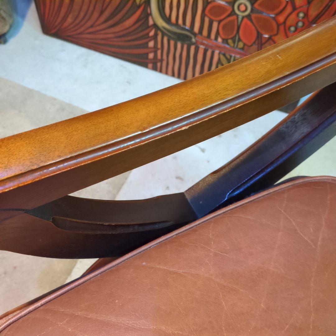 マルニ木工◆ビンテージ　ラタン　本革　ソファ　アーム　チェア 椅子 イス ①