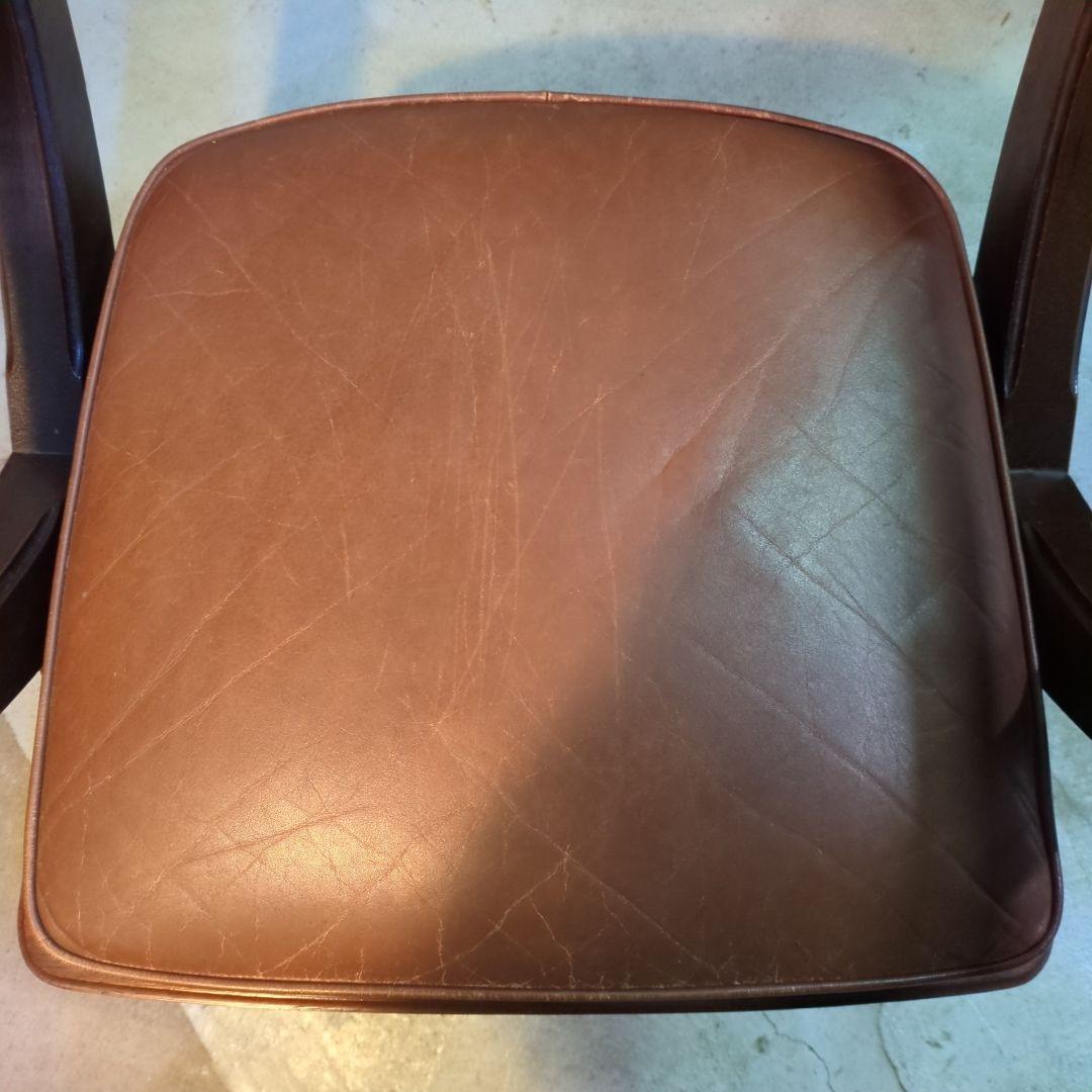 マルニ木工◆ビンテージ　ラタン　本革　ソファ　アーム　チェア 椅子 イス ①