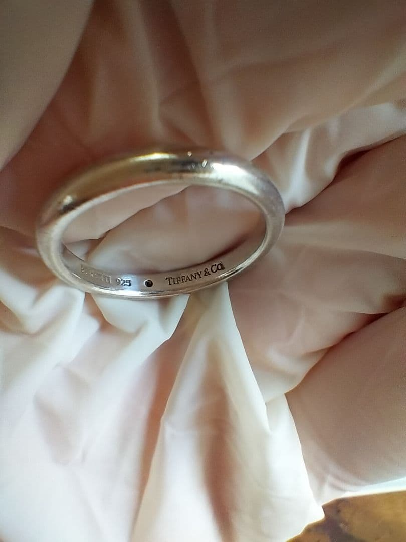 ティファニー スタッキング バンド リング ブルー　約13号 シルバー
