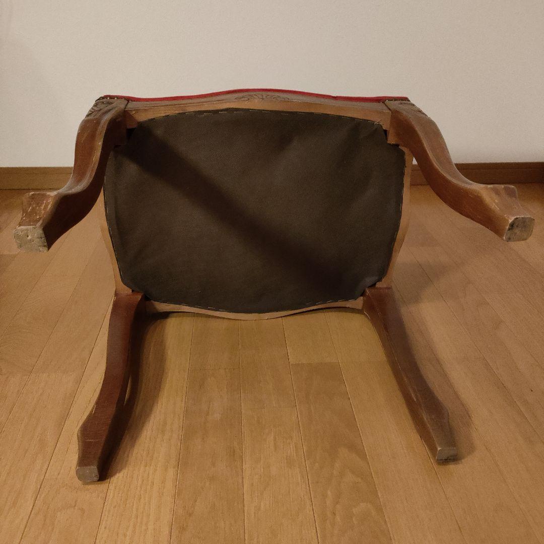 スツール レッド 猫脚 木製 オットマン アンティーク家具 レトロ ①