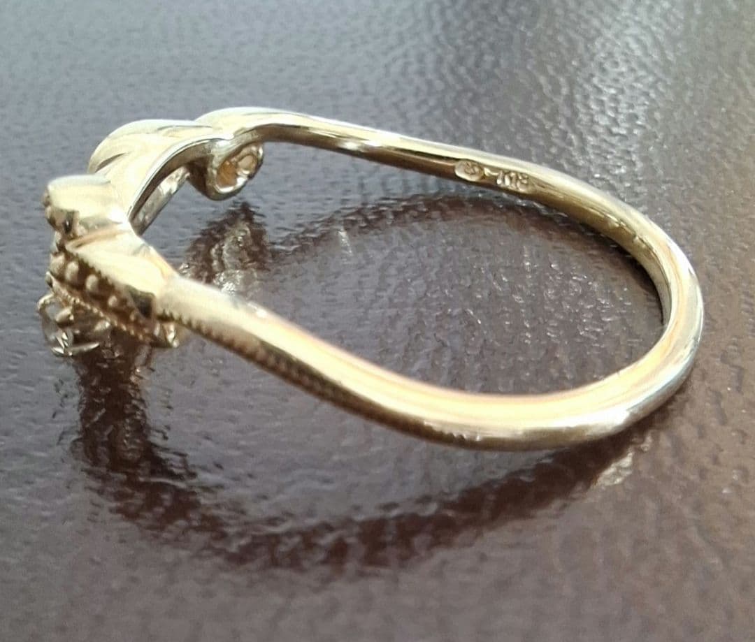 K18YG リング ローズカット ダイヤ　エメラルド　リーフ　ベーネベーネ